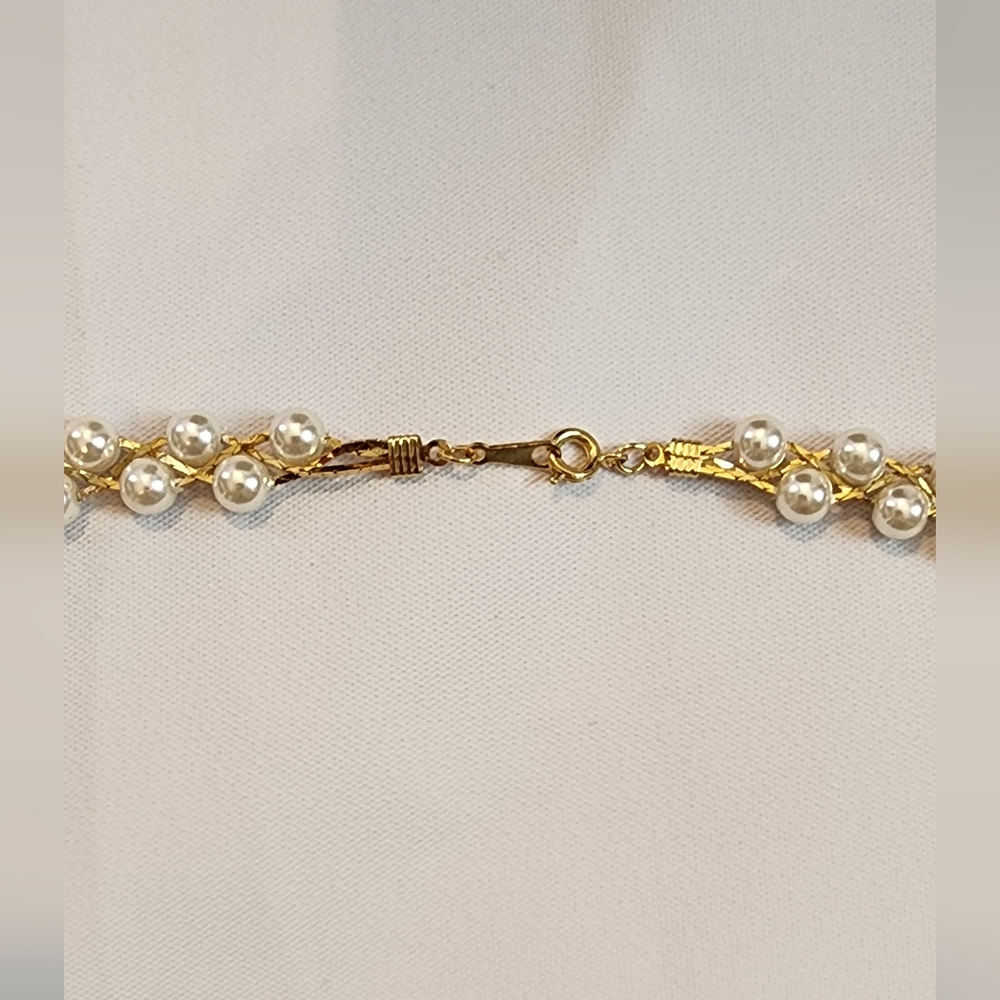 Vintage Gold and Pearl Braided Necklace - Picture 4 of 7